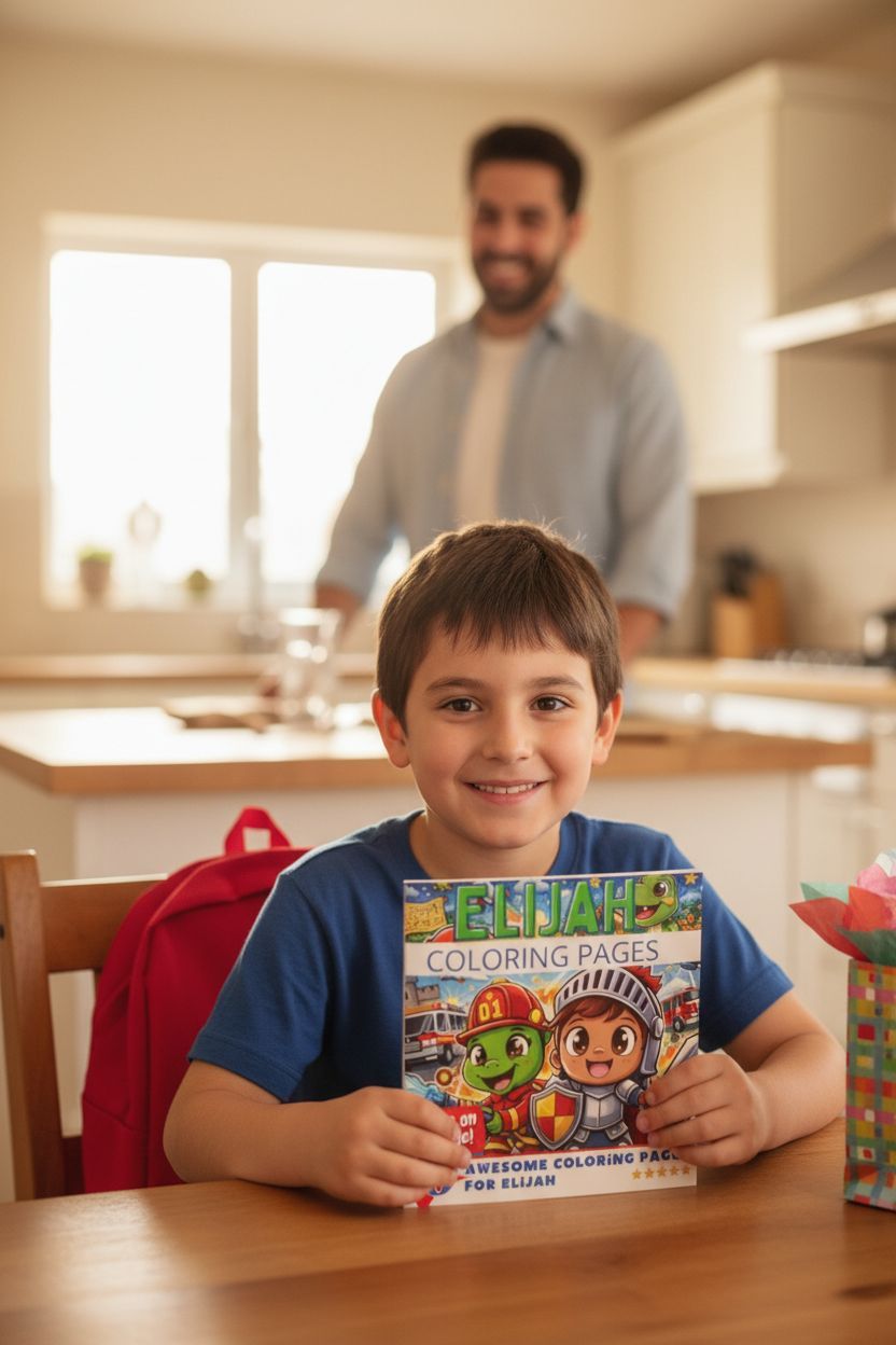 Elijah coloring book in use