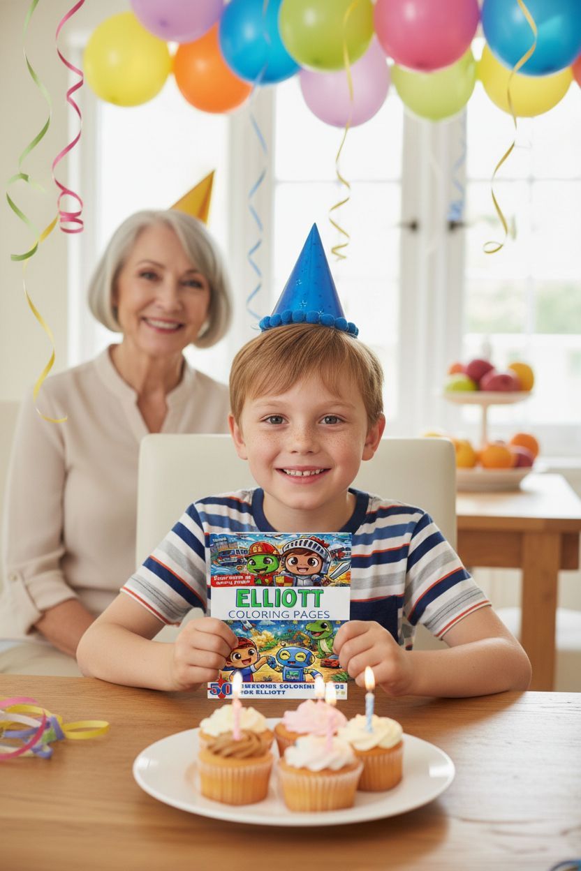 Elliott coloring book in use