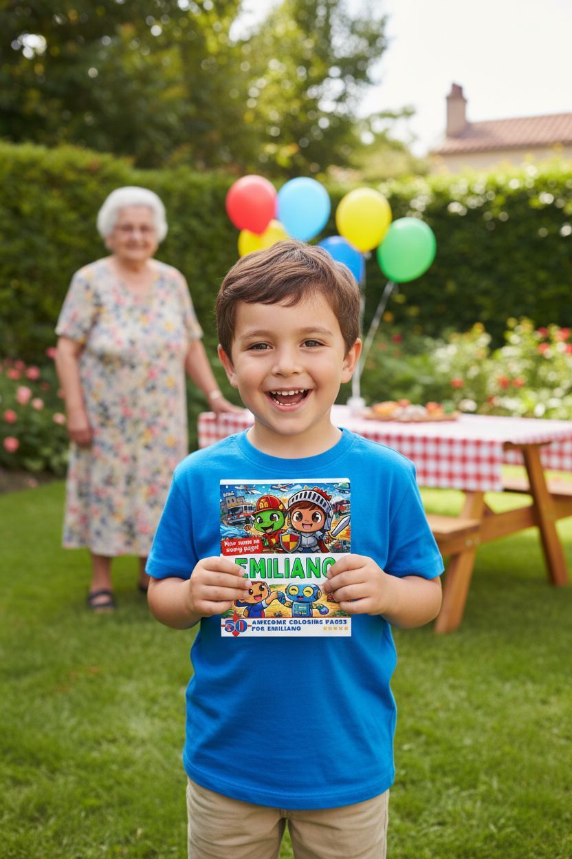 Emiliano coloring book in use