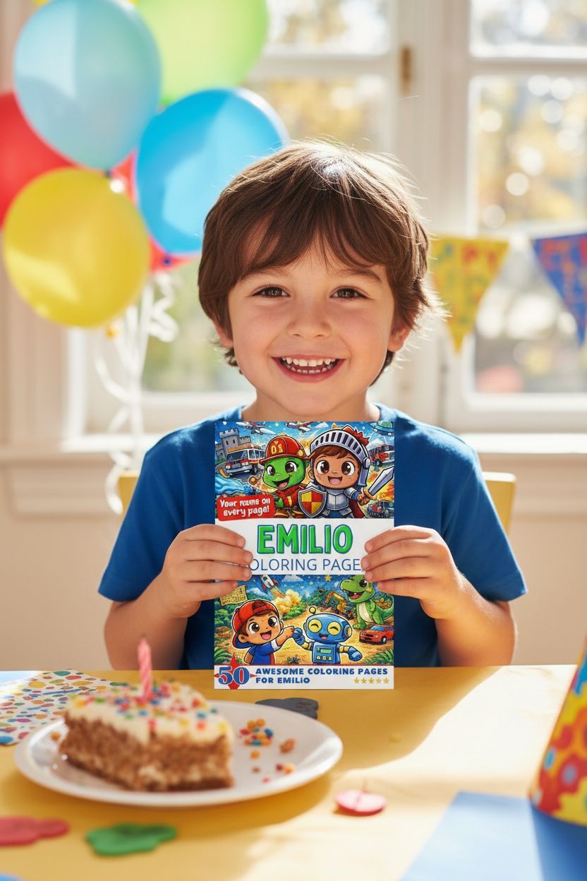 Emilio coloring book in use