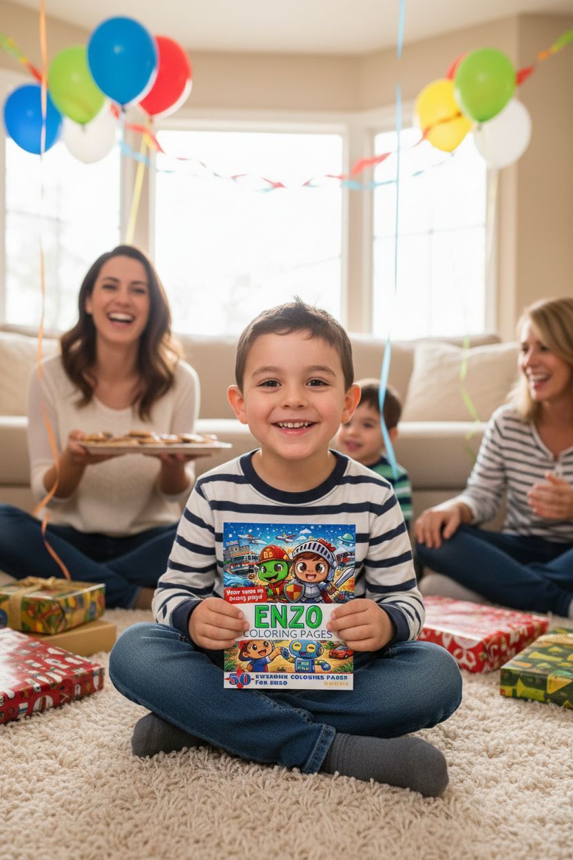 Enzo coloring book in use