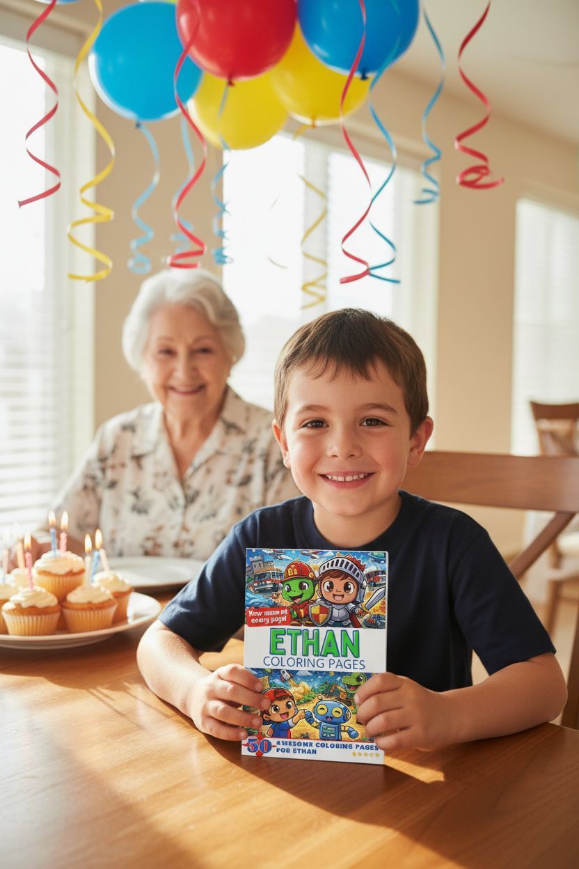 Ethan coloring book in use