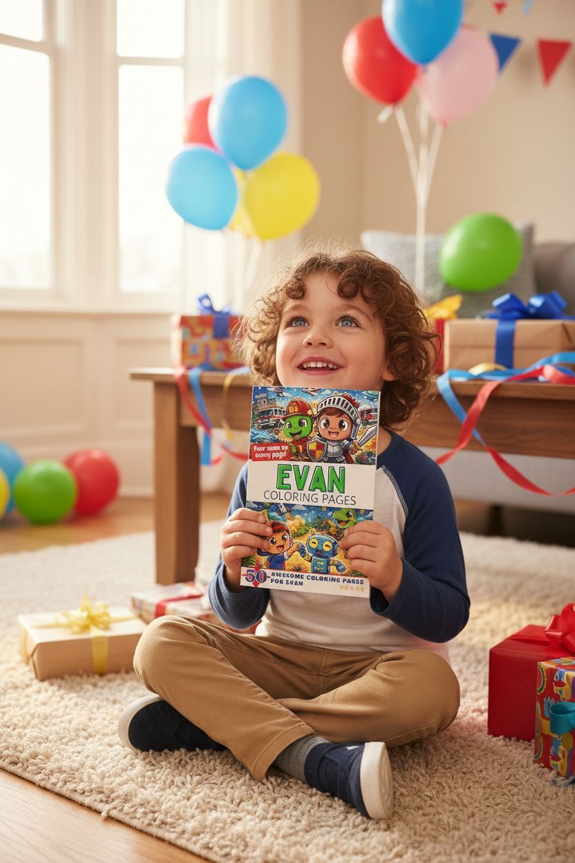 Evan coloring book in use