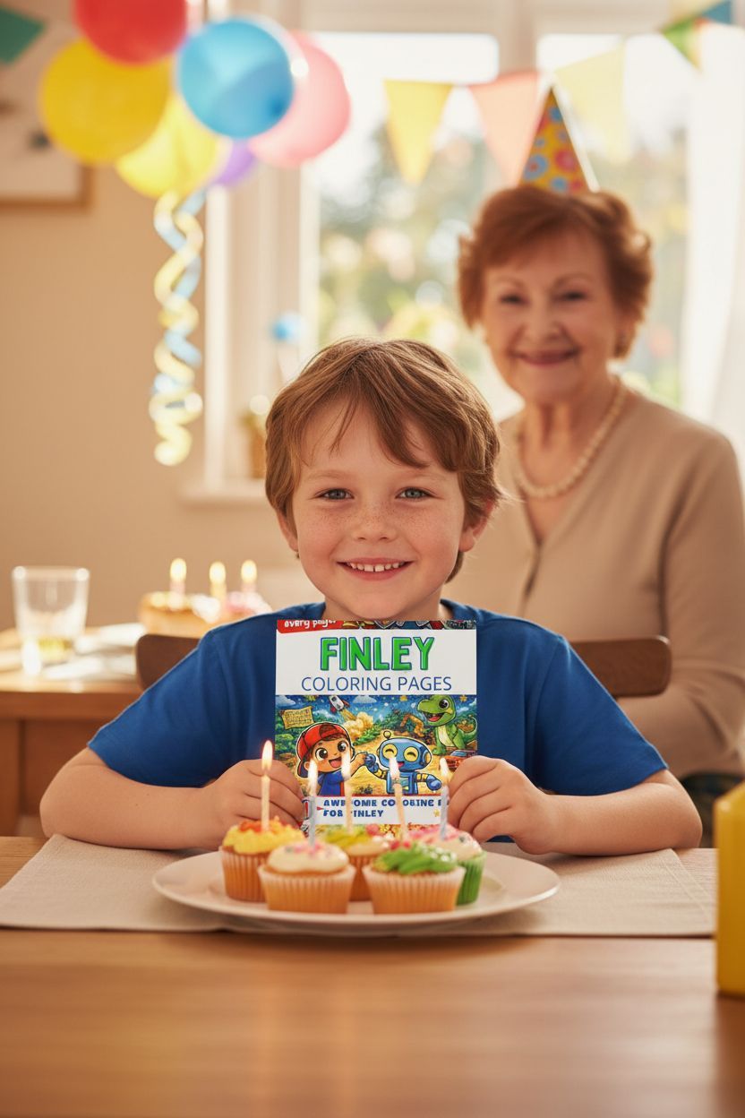 Finley coloring book in use