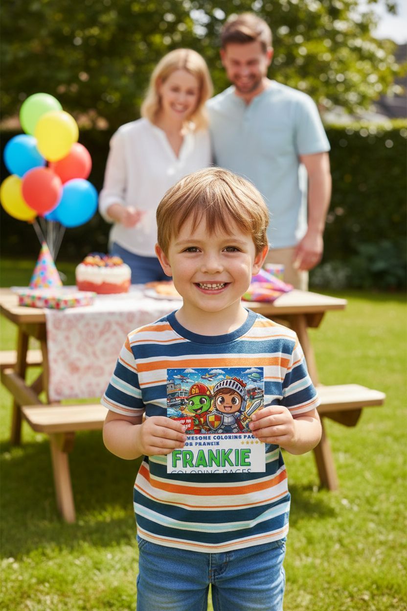 Frankie coloring book in use