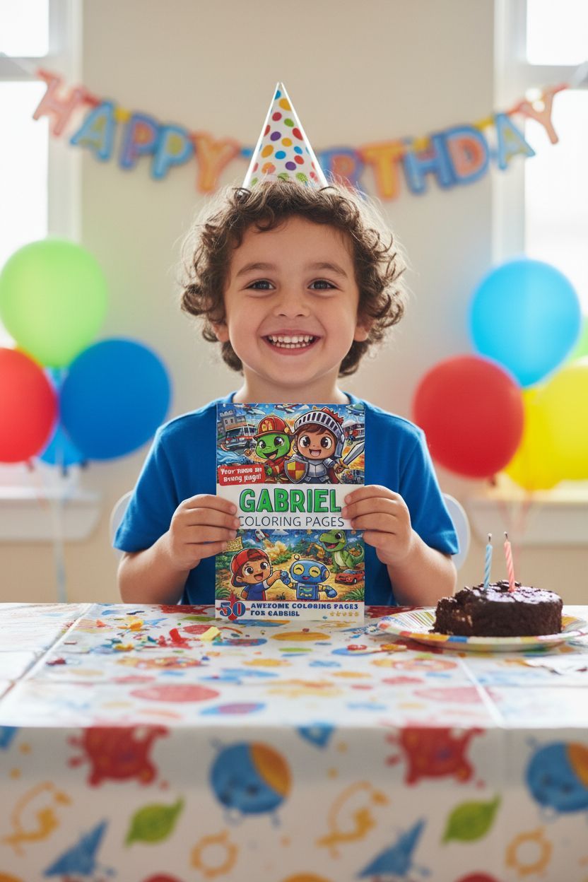 Gabriel coloring book in use
