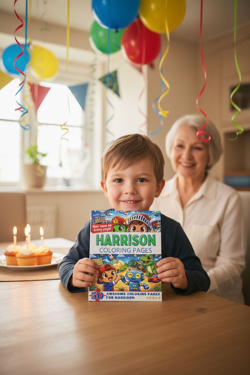 Harrison coloring book in use