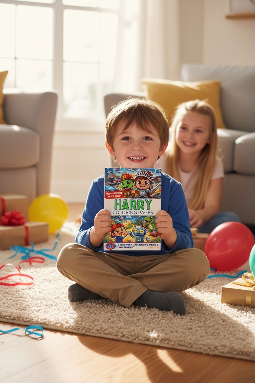 Harry coloring book in use