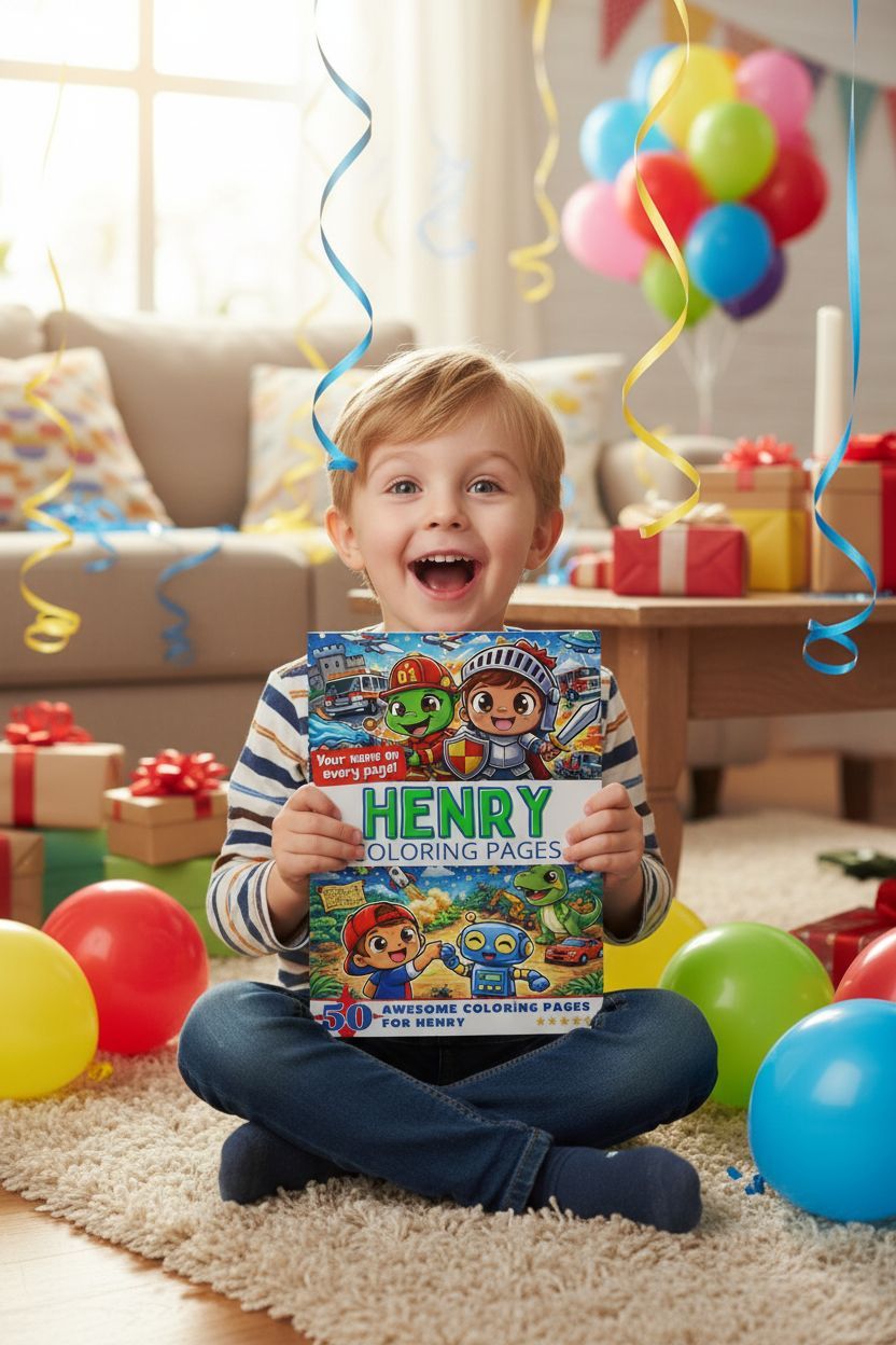 Henry coloring book in use