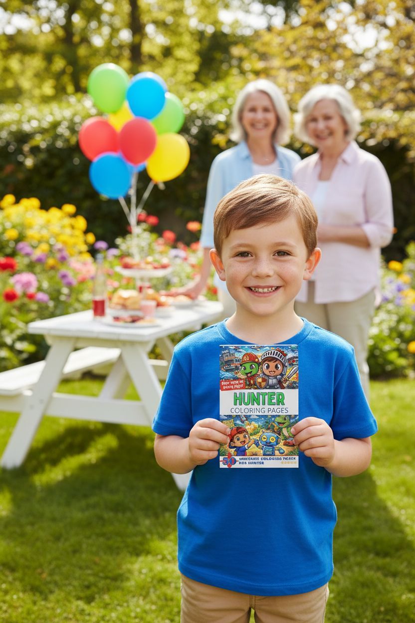 Hunter coloring book in use