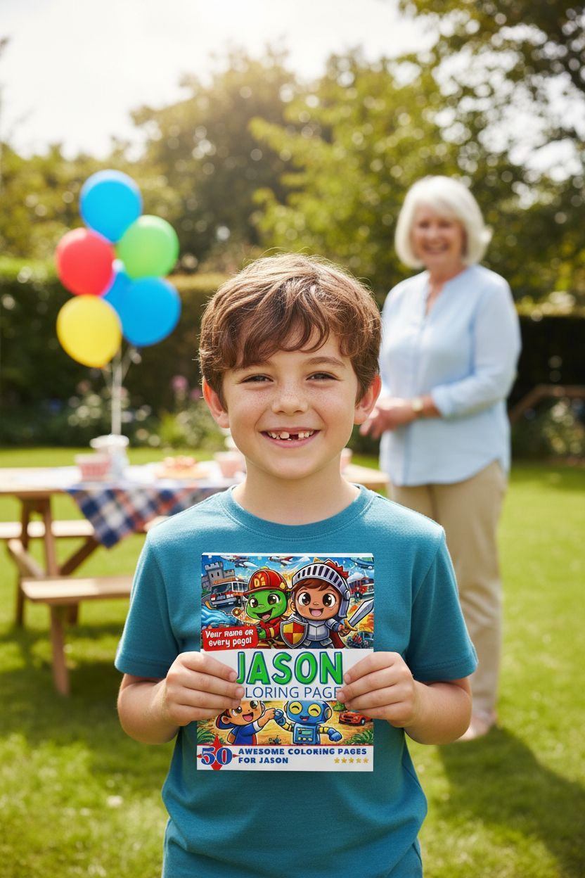 Jason coloring book in use