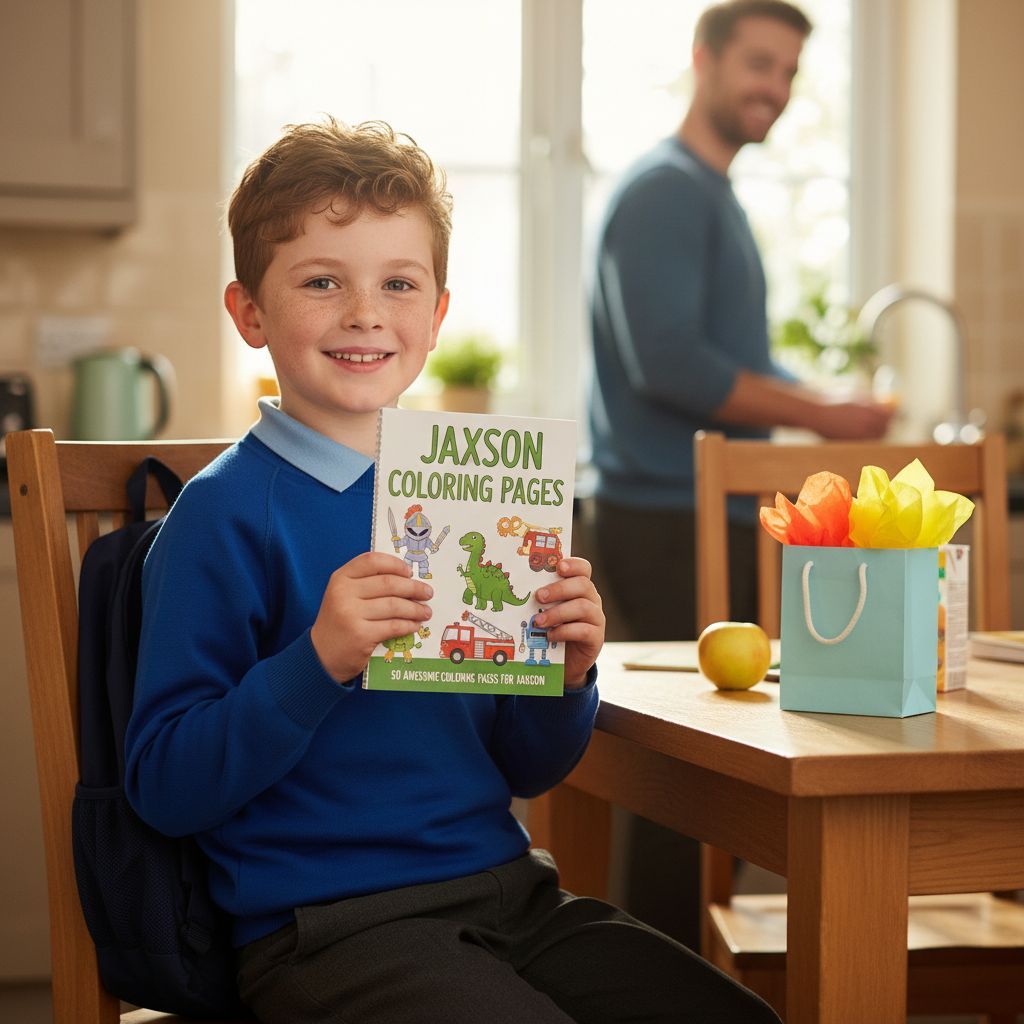 Jaxson coloring book in use