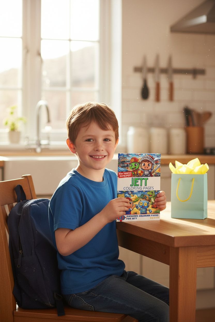 Jett coloring book in use
