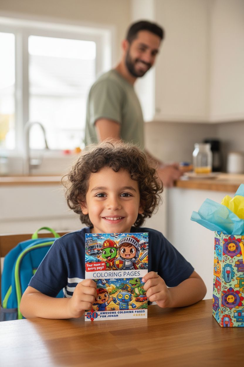 Jonah coloring book in use