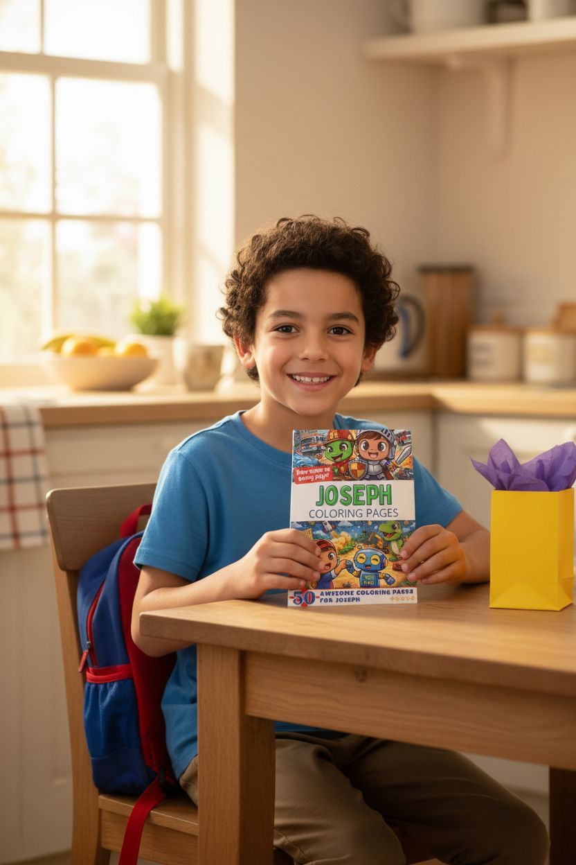 Joseph coloring book in use