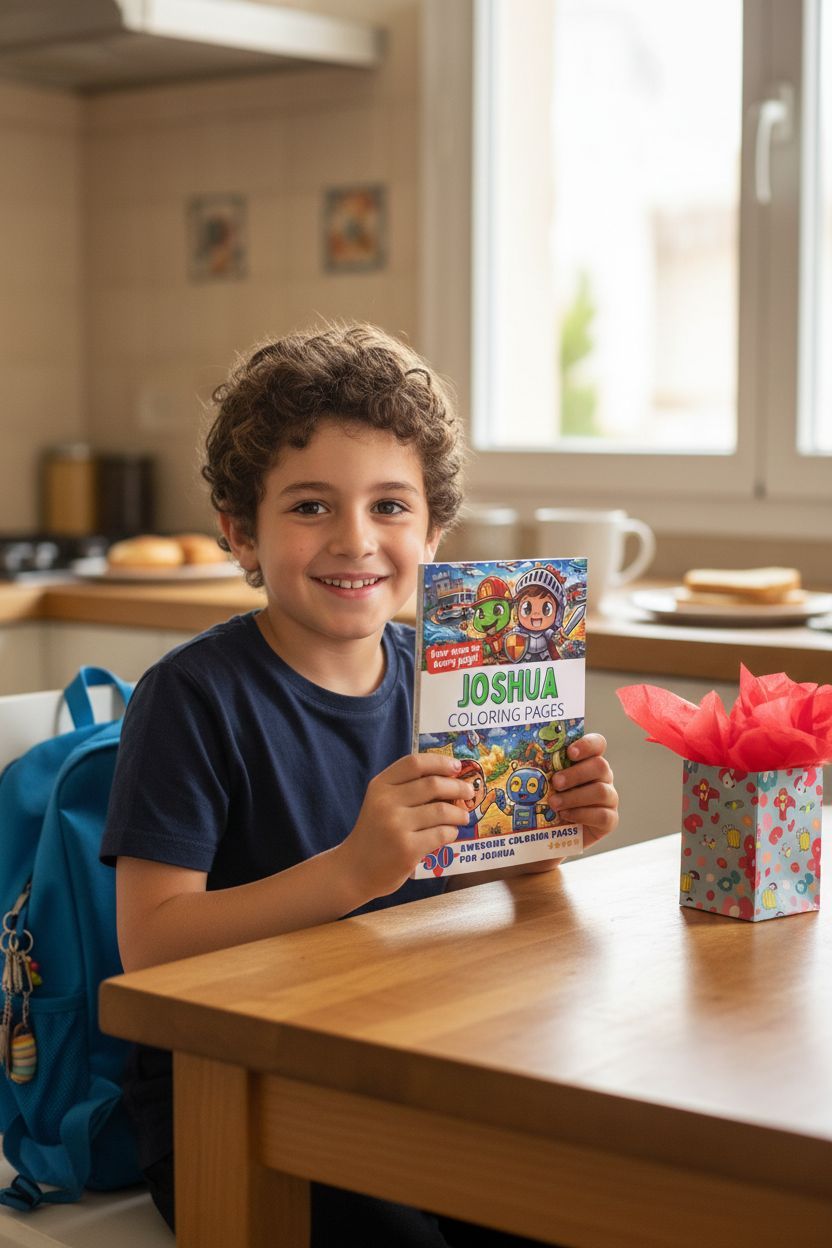 Joshua coloring book in use