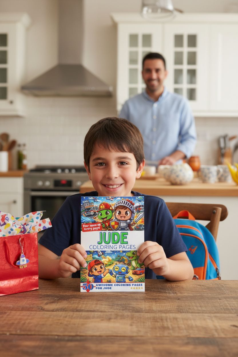 Jude coloring book in use