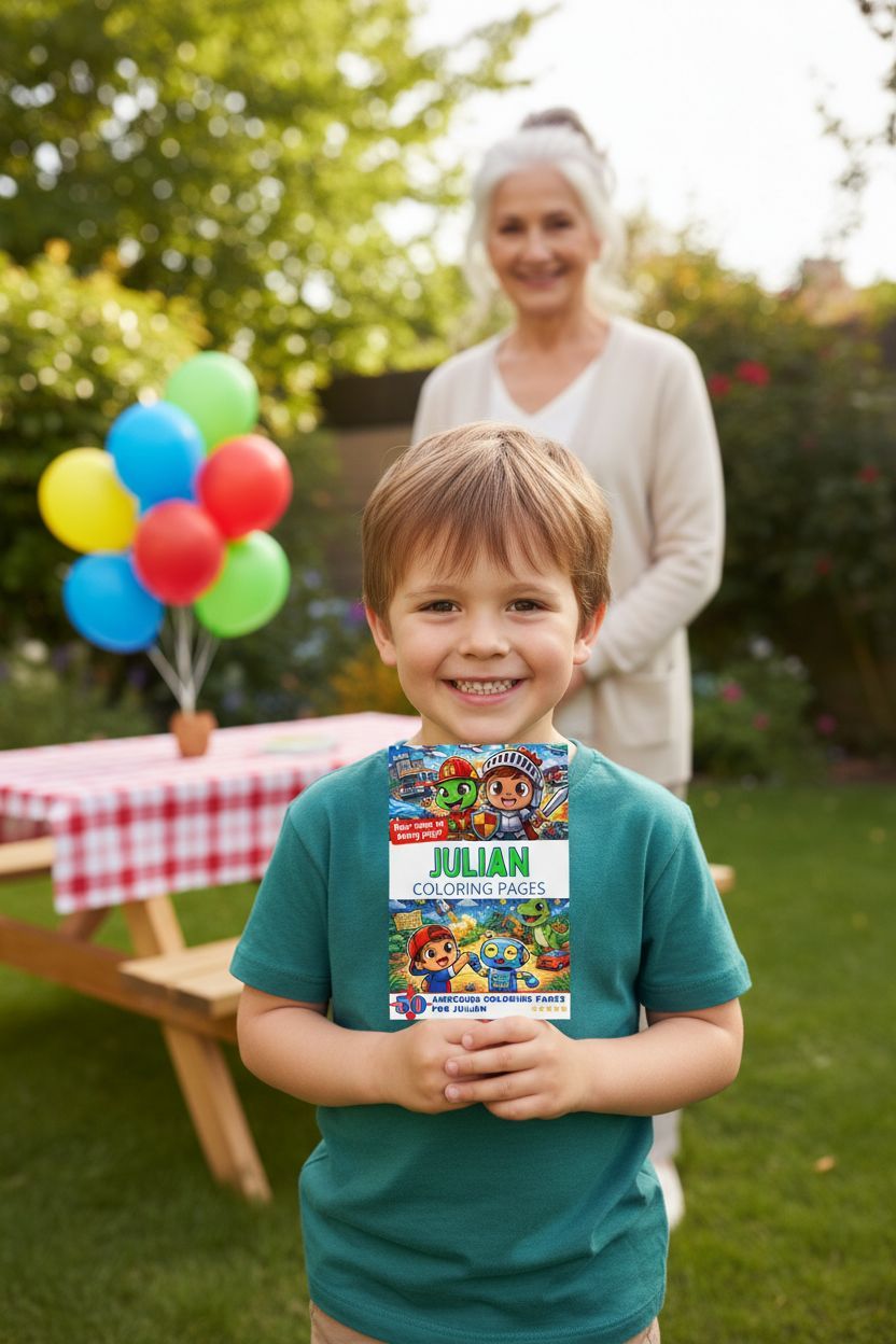 Julian coloring book in use