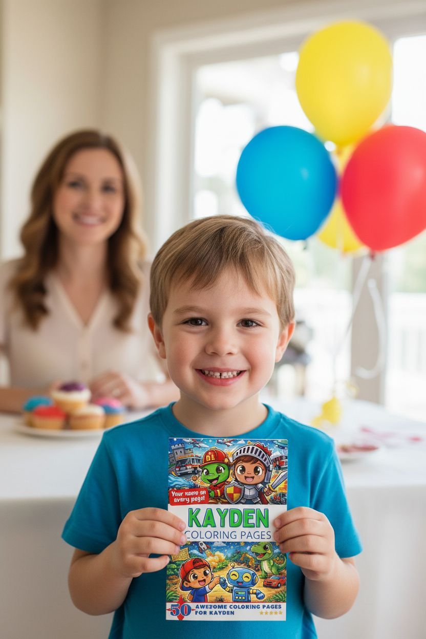 Kayden coloring book in use