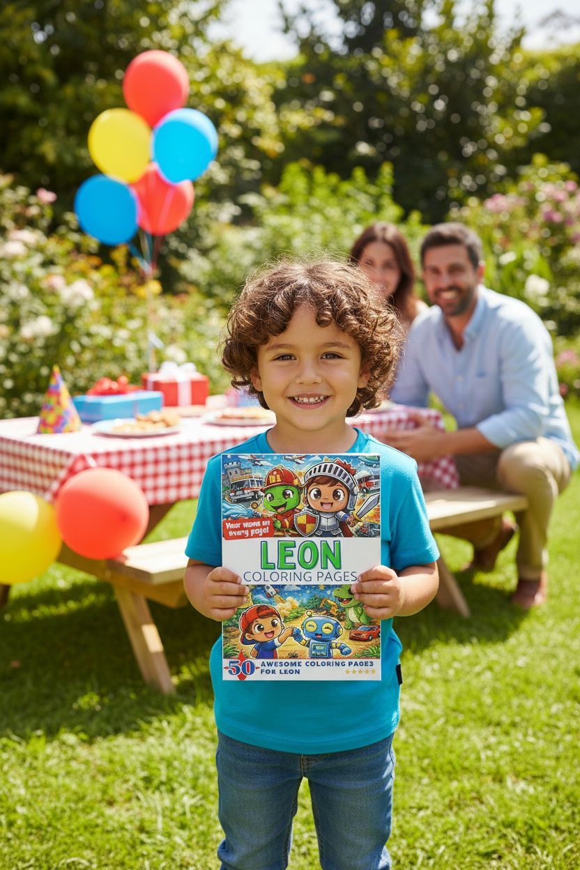 Leon coloring book in use