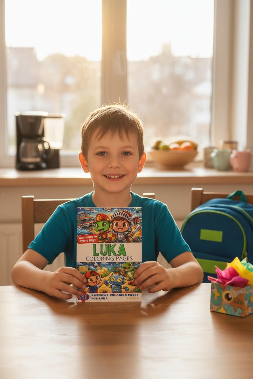 Luka coloring book in use