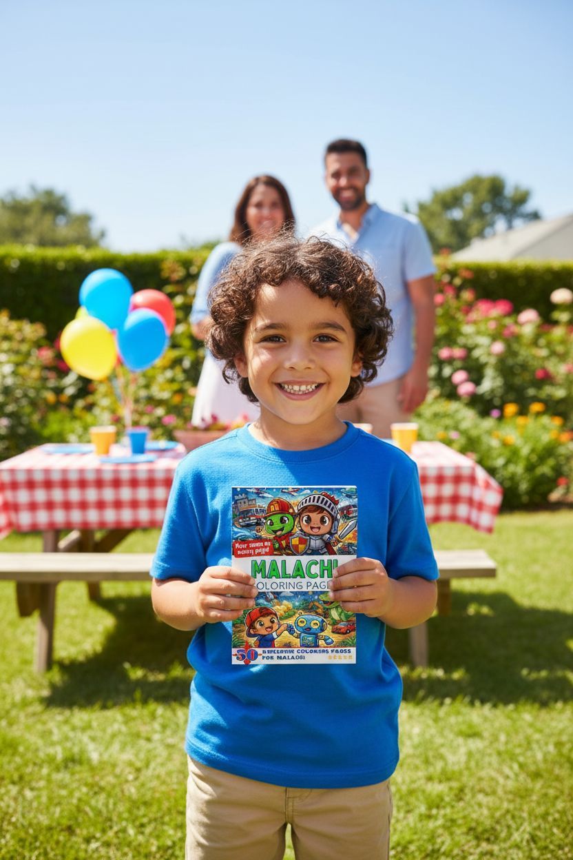 Malachi coloring book in use