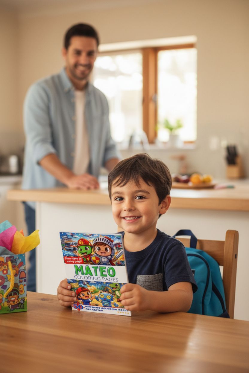Mateo coloring book in use