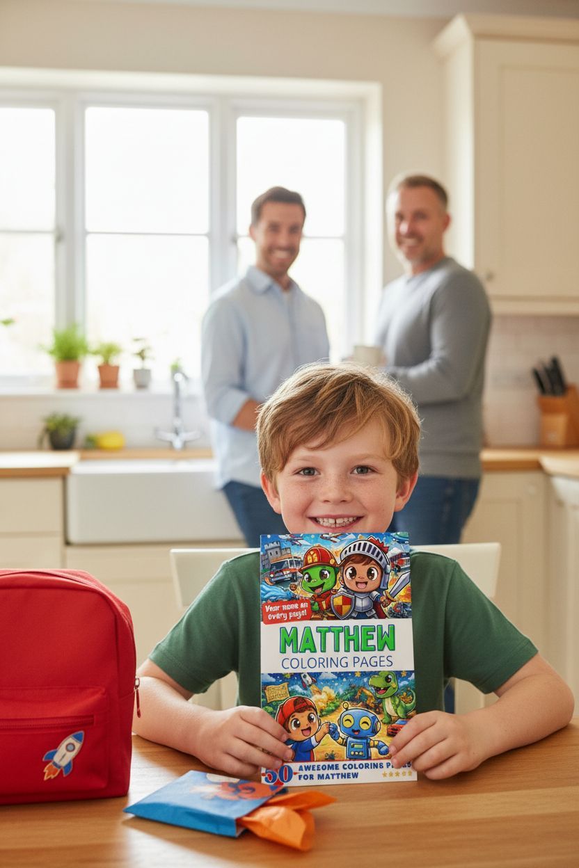 Matthew coloring book in use