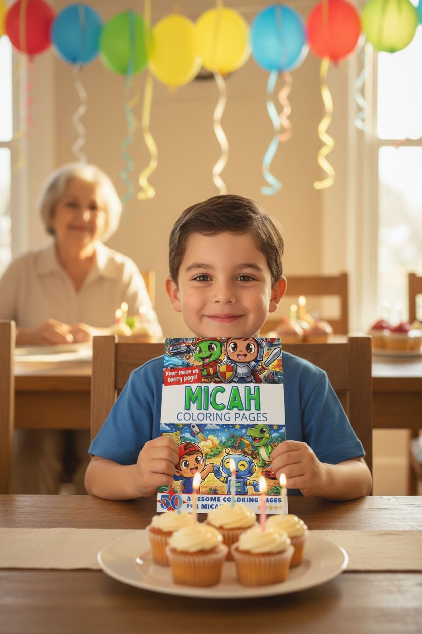 Micah coloring book in use