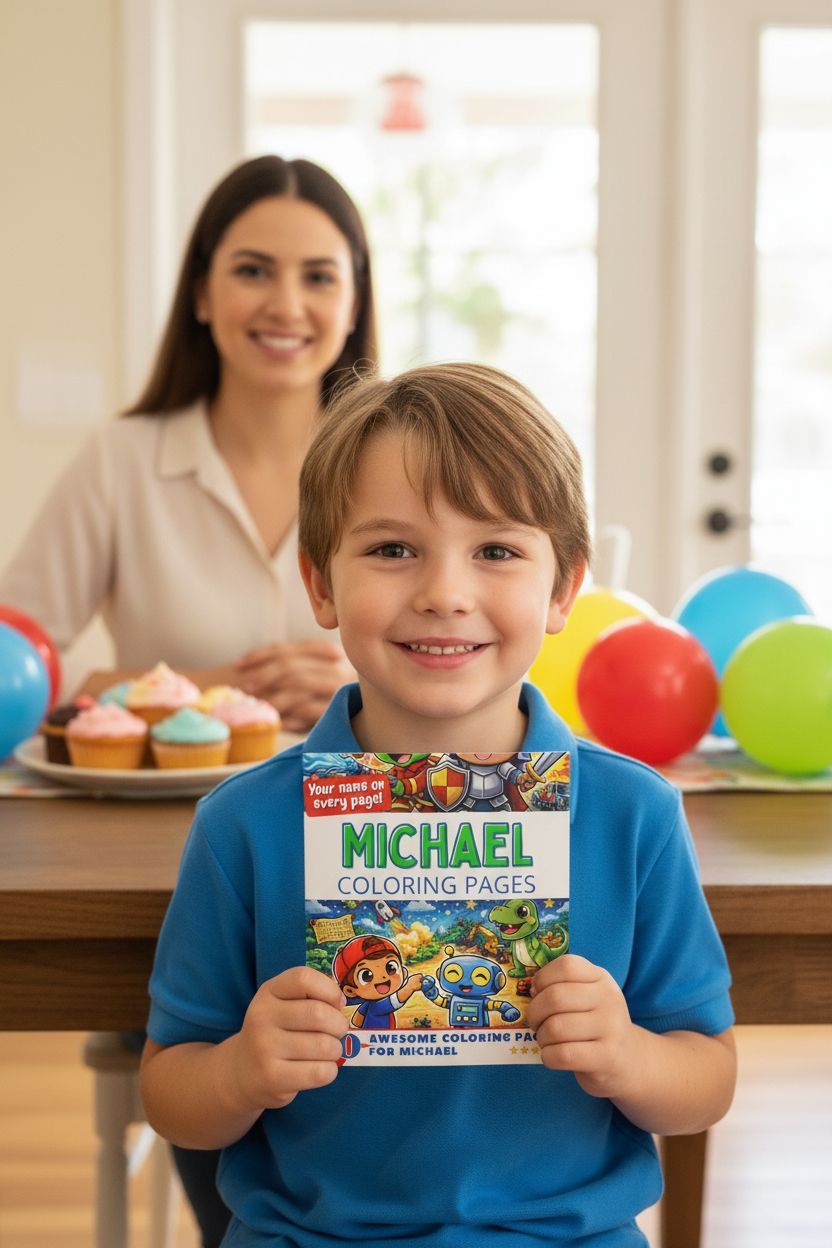 Michael coloring book in use