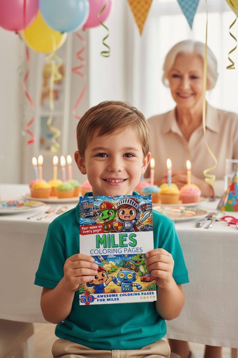 Miles coloring book in use