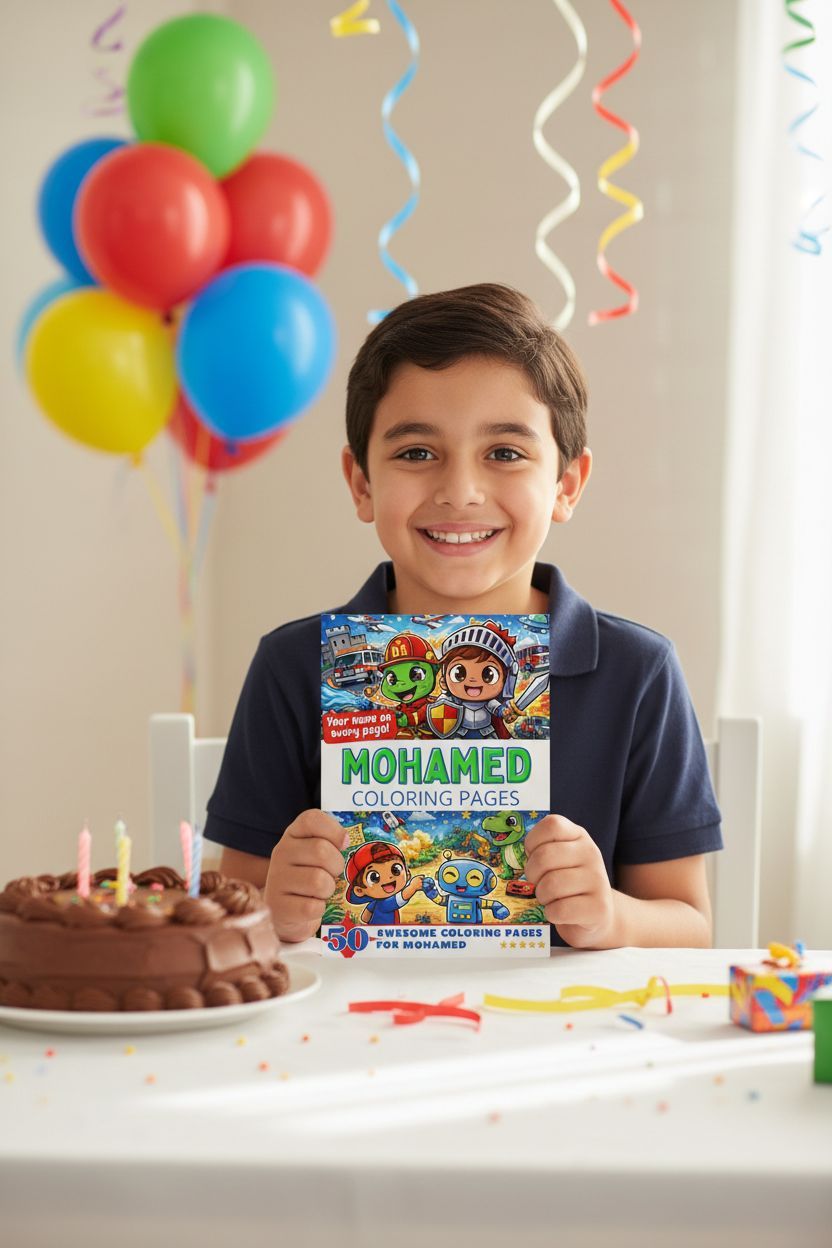 Mohamed coloring book in use
