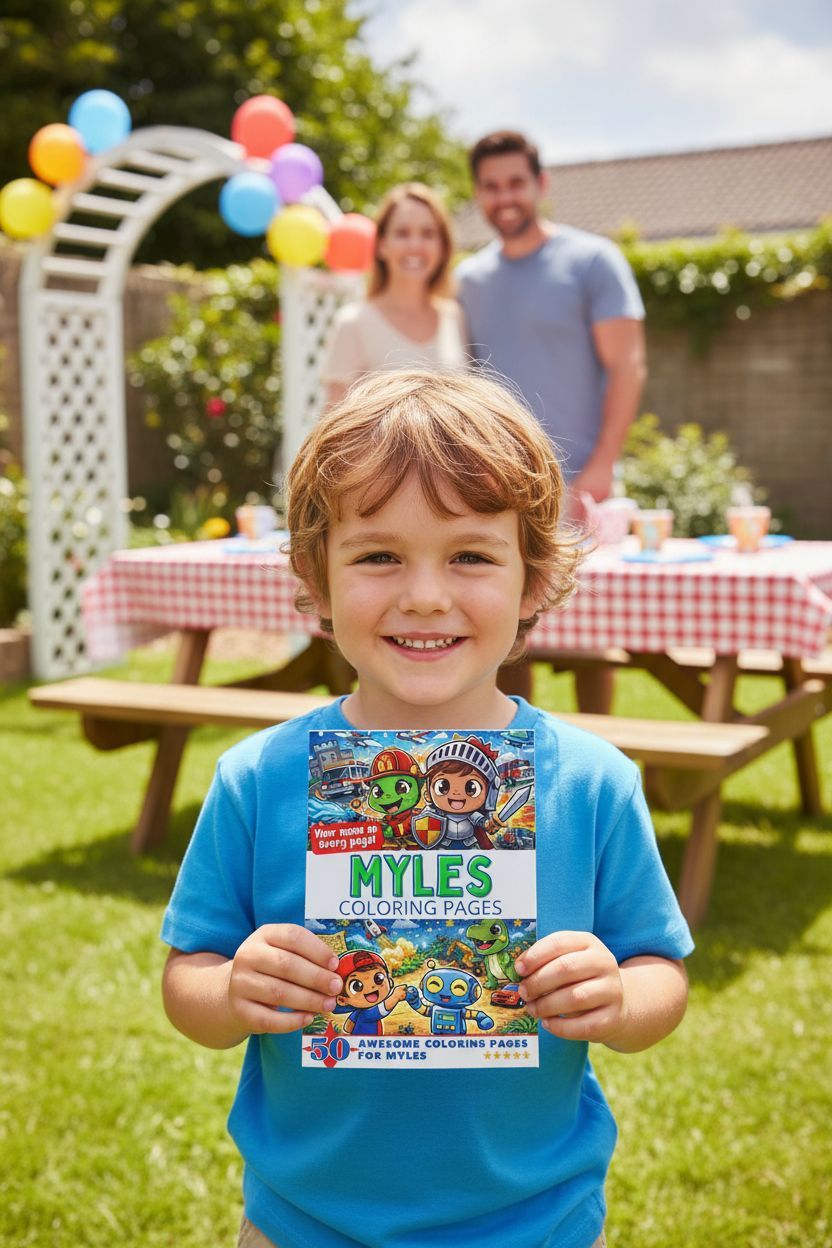 Myles coloring book in use
