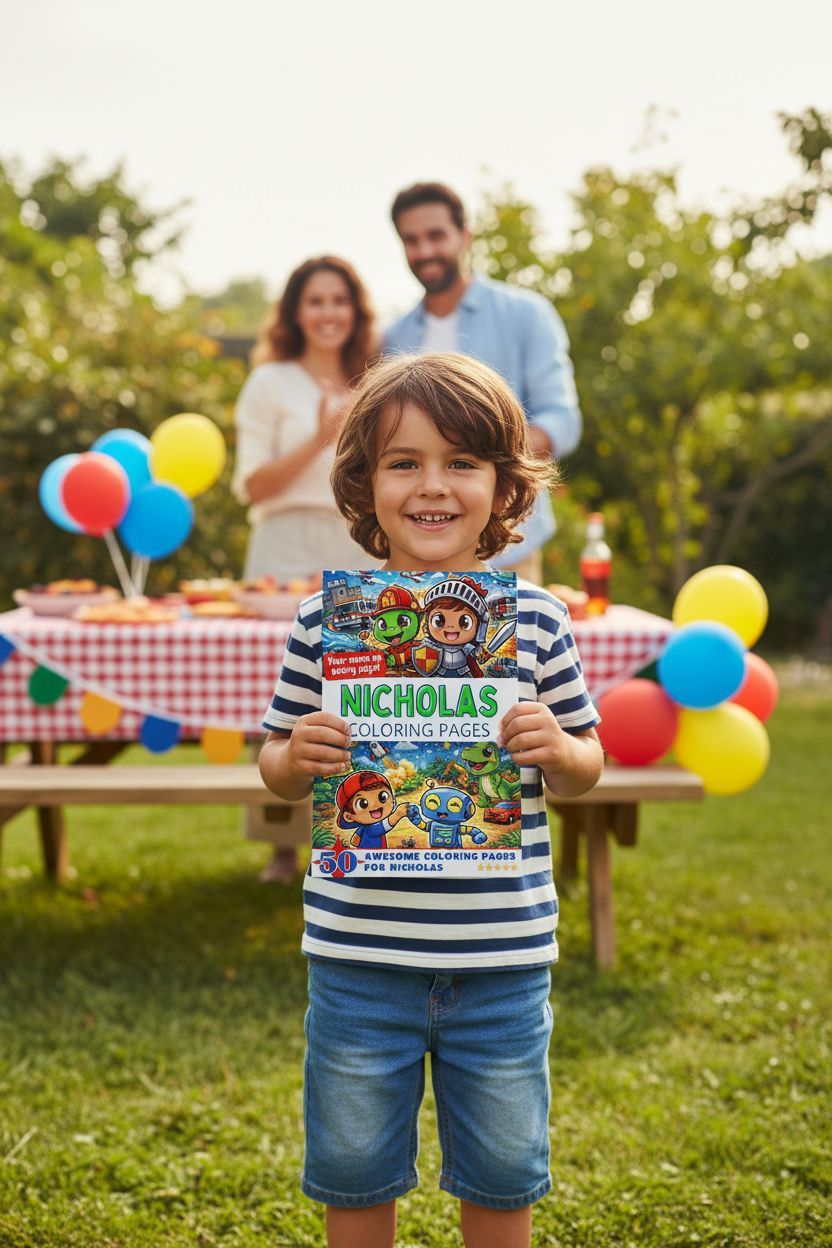 Nicholas coloring book in use