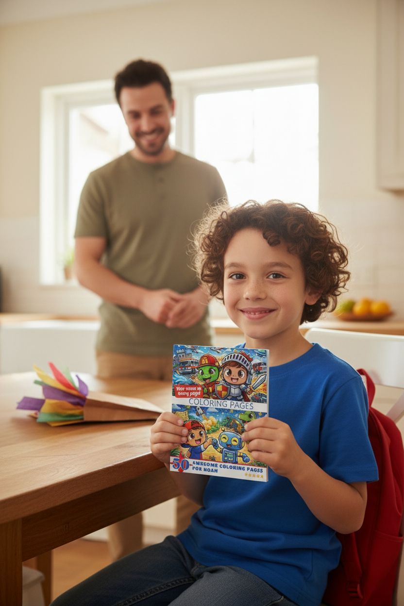 Noah coloring book in use