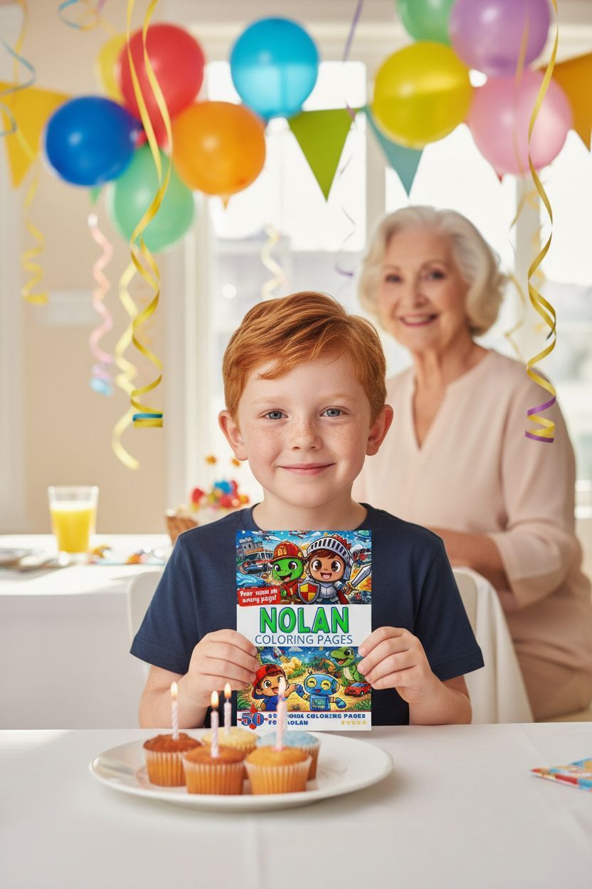 Nolan coloring book in use