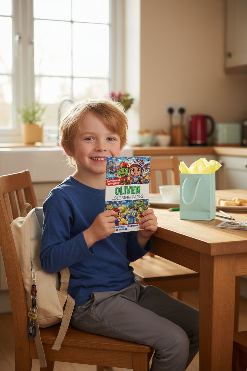 Oliver coloring book in use
