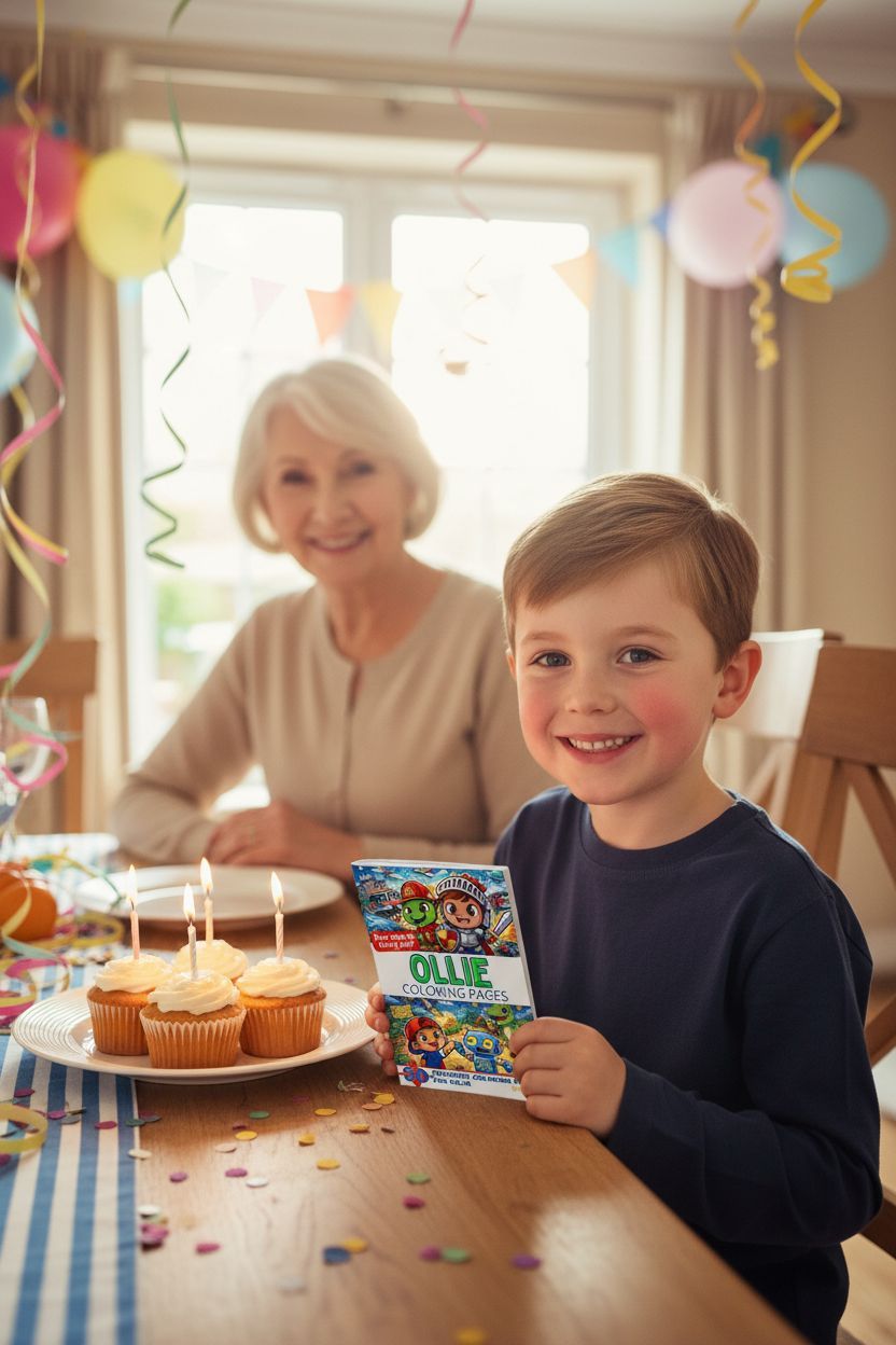 Ollie coloring book in use