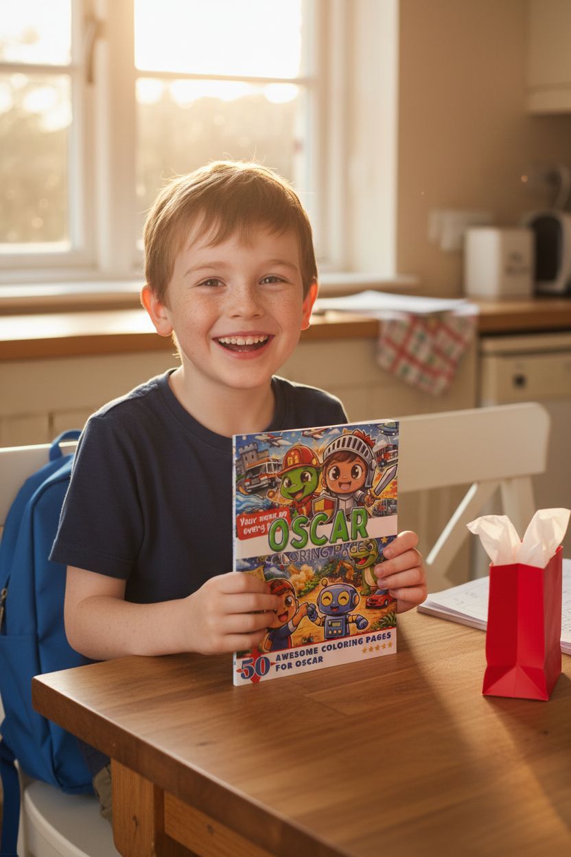 Oscar coloring book in use