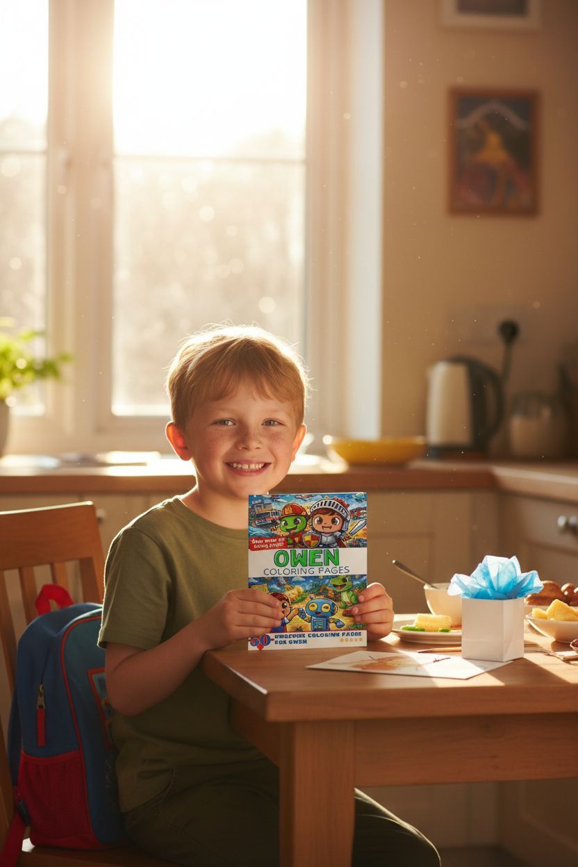 Owen coloring book in use