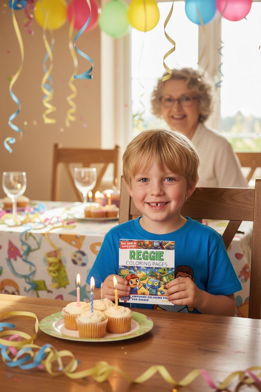 Reggie coloring book in use