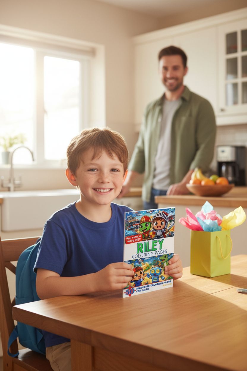 Riley coloring book in use