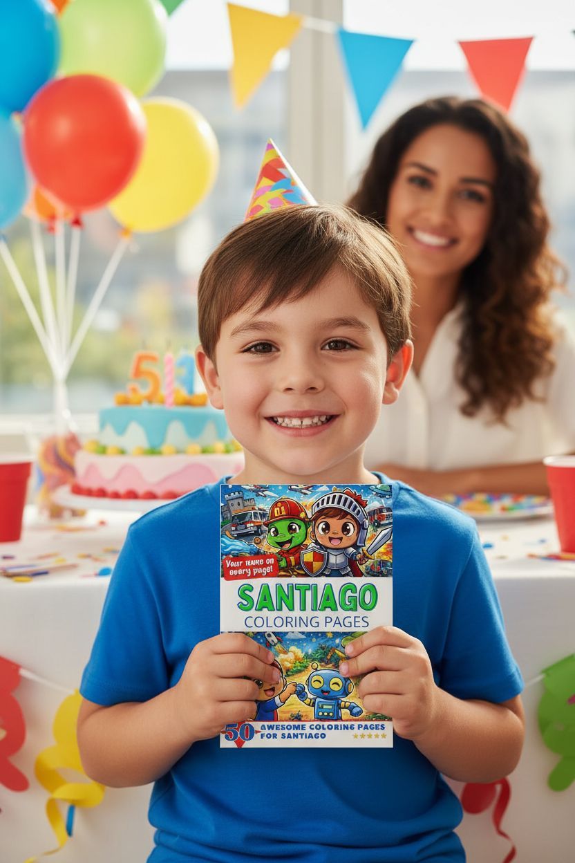 Santiago coloring book in use