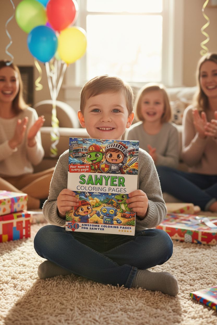 Sawyer coloring book in use