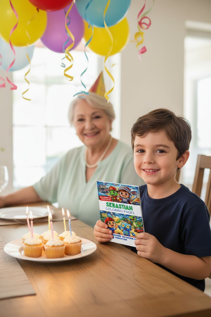 Sebastian coloring book in use