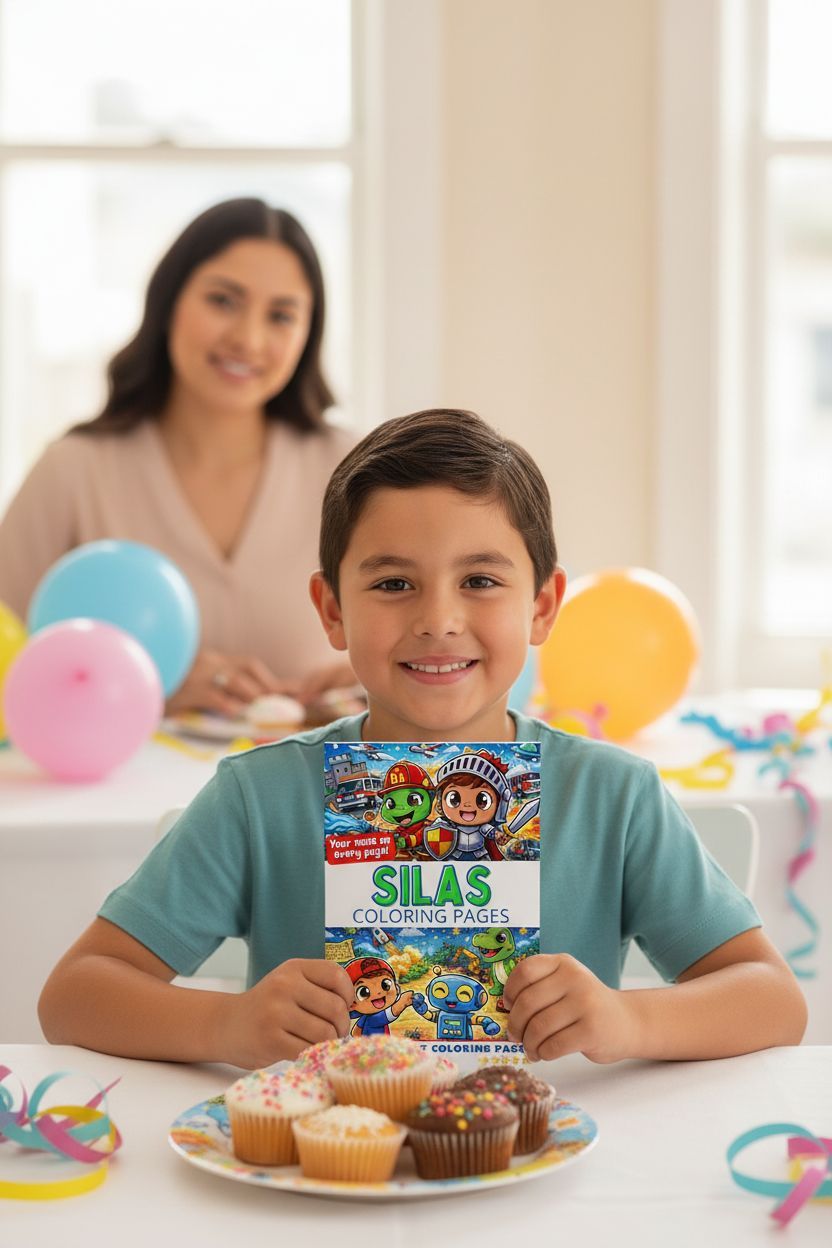 Silas coloring book in use