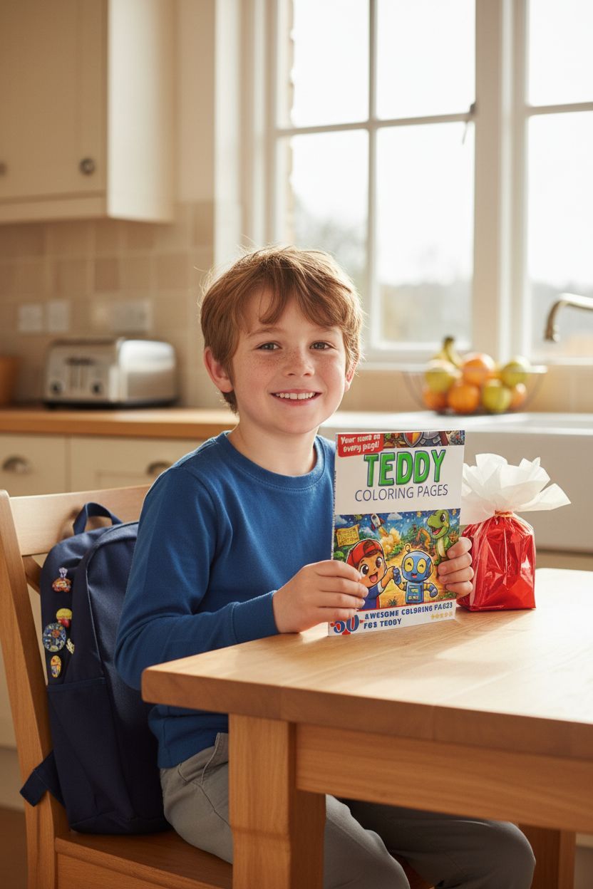 Teddy coloring book in use