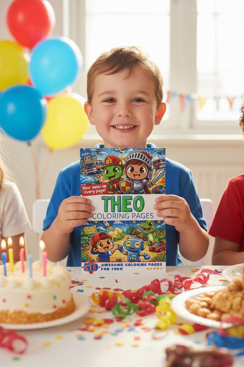 Theo coloring book in use