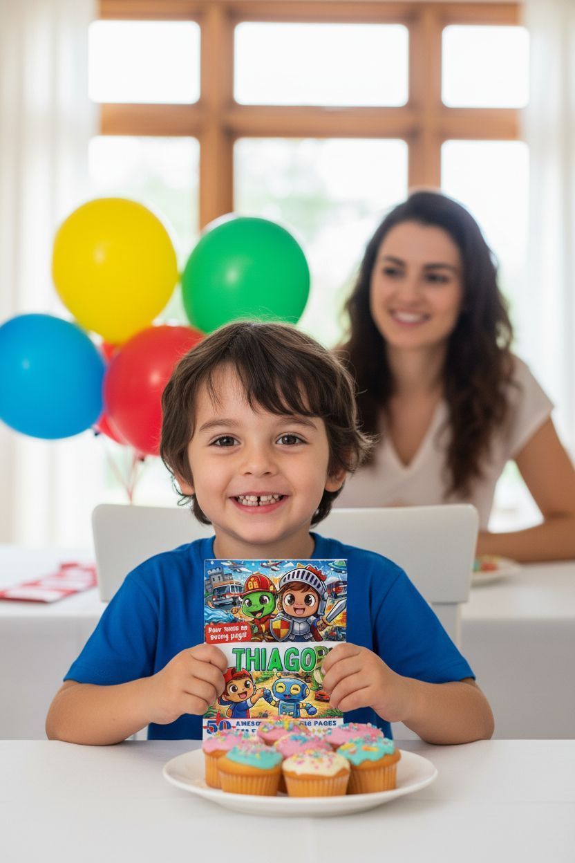 Thiago coloring book in use