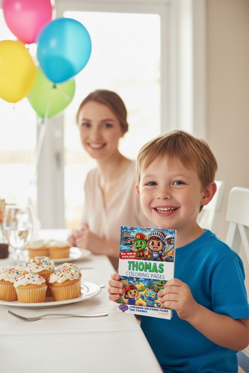 Thomas coloring book in use